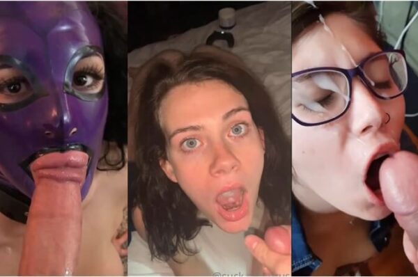 Women taking facials and cum in the mouth - 3-column video wall